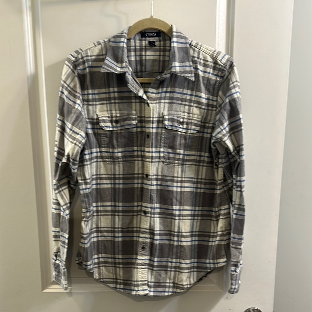 Chaps Gray and blue Plaid Shirt